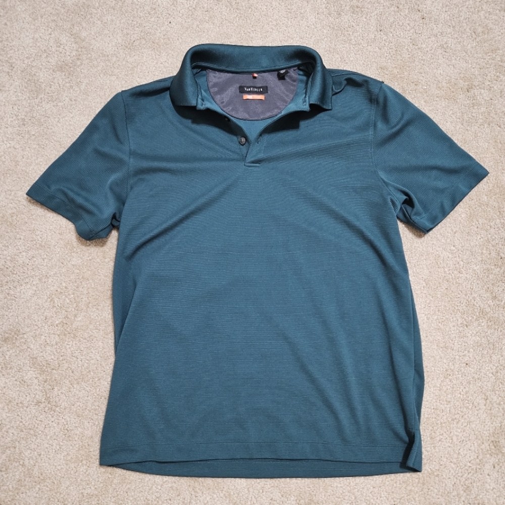 Van Heusen Men's Classic-Fit Self-Collar Short Sleeve Polo Small, Turqoise Hunte